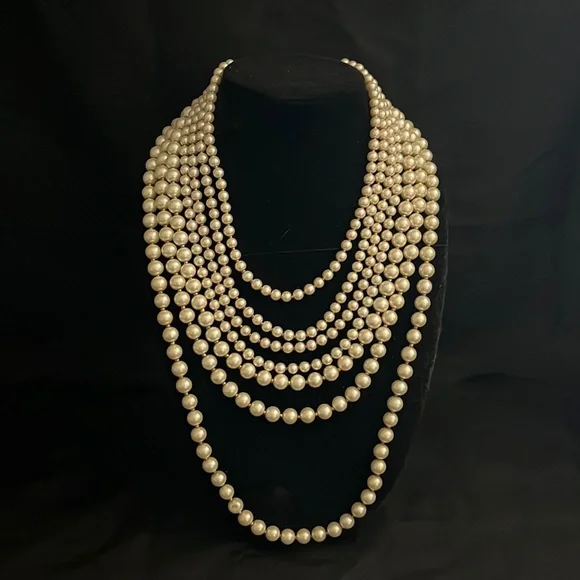 Vintage 7 strand faux Pearl necklace - Picture 1 of 4